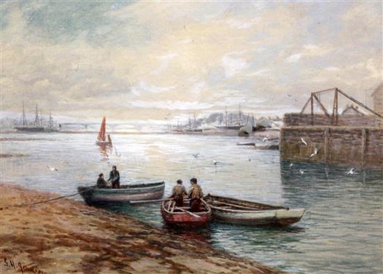 George Henry Jenkins (1868-1919) Fishing boats in harbour, 9.5 x 13.5in.